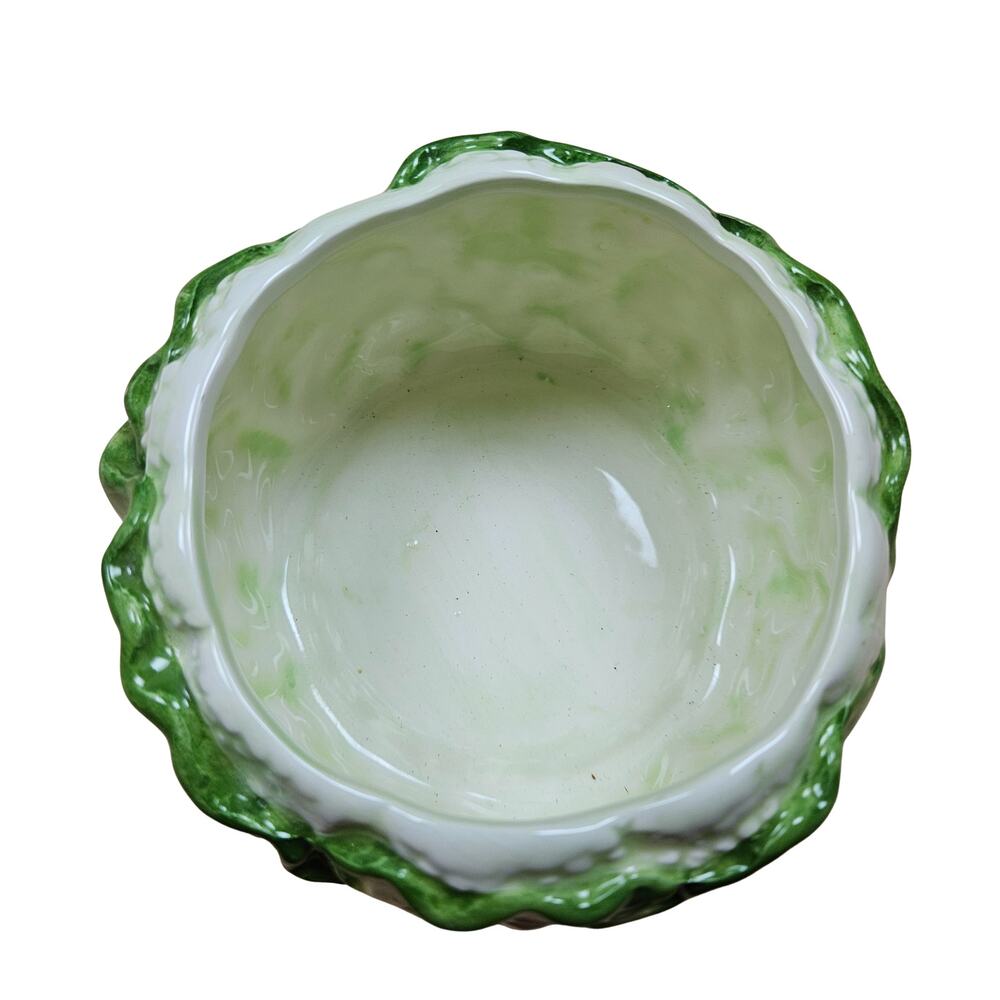 Shafford Org 1982 Green Cabbage Lettuce 4 Part Relish Plate 13" D with side dish - Picture 5 of 6